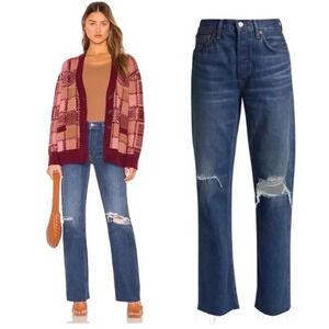 NWT Re/Done 90s High Rise Loose Jeans Destroyed Broken Blue size 27
